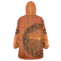 Kokopelli Tribal Wearable Blanket Hoodie Native American Southwestern Petroglyph Patterns Sunset Landscape - Wonder Print Shop