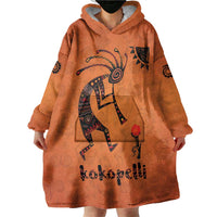 Kokopelli Tribal Wearable Blanket Hoodie Native American Southwestern Petroglyph Patterns Sunset Landscape - Wonder Print Shop