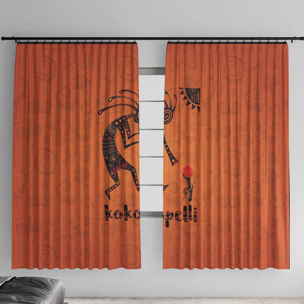 Kokopelli Tribal Window Curtain Native American Southwestern Petroglyph Patterns Sunset Landscape - Wonder Print Shop