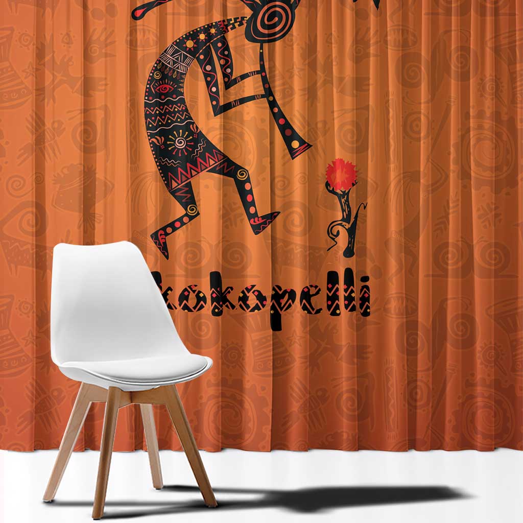 Kokopelli Tribal Window Curtain Native American Southwestern Petroglyph Patterns Sunset Landscape - Wonder Print Shop