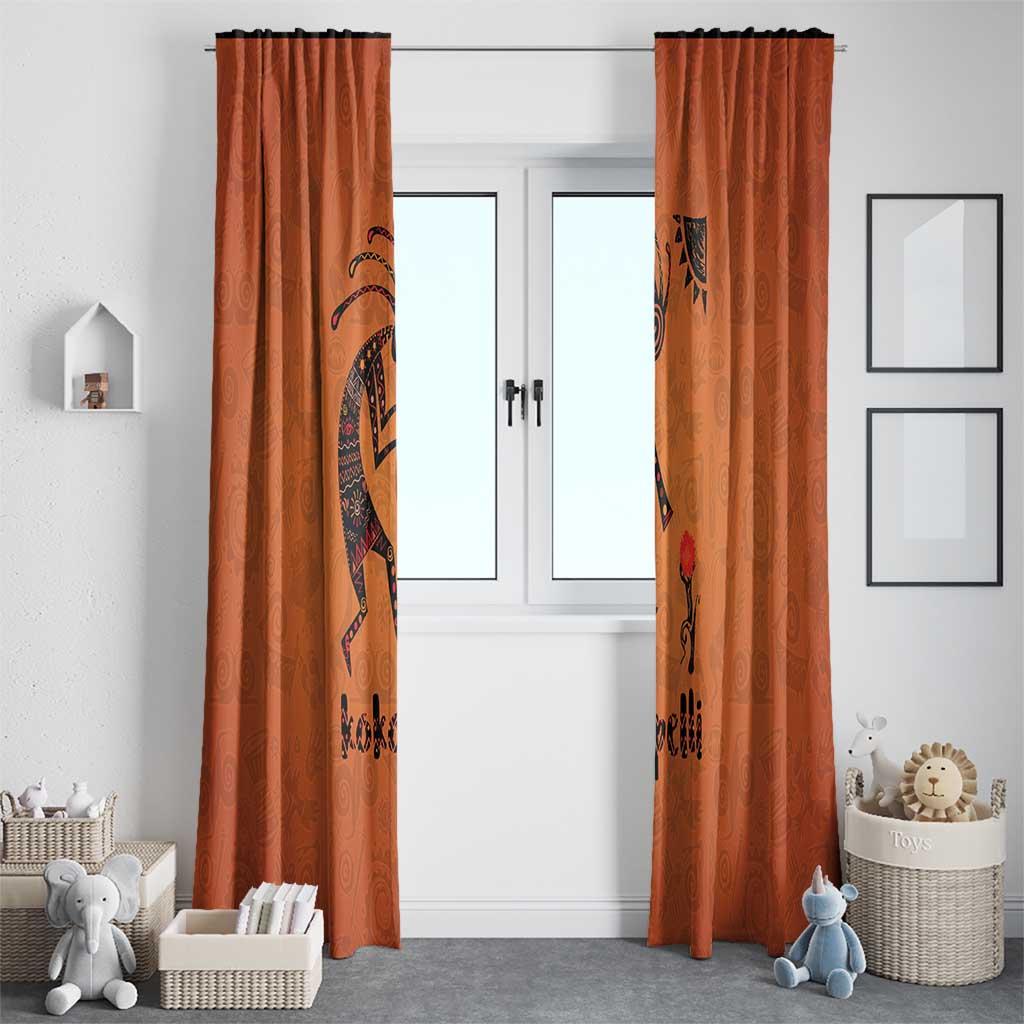 Kokopelli Tribal Window Curtain Native American Southwestern Petroglyph Patterns Sunset Landscape - Wonder Print Shop