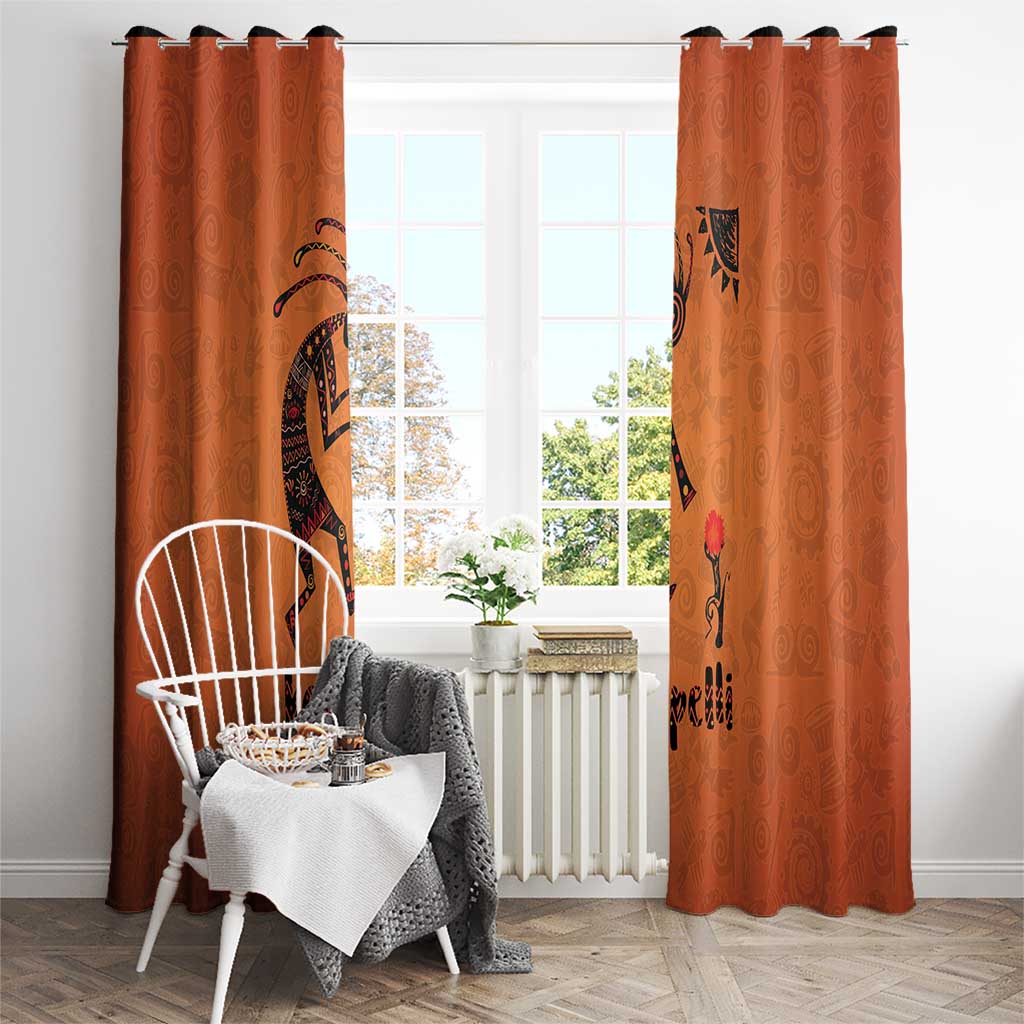 Kokopelli Tribal Window Curtain Native American Southwestern Petroglyph Patterns Sunset Landscape - Wonder Print Shop