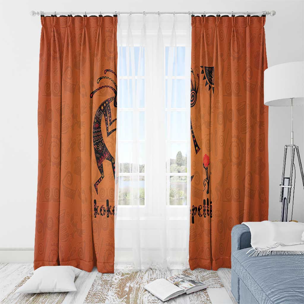 Kokopelli Tribal Window Curtain Native American Southwestern Petroglyph Patterns Sunset Landscape - Wonder Print Shop