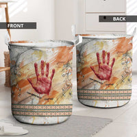 Native American Red Handprint Laundry Basket Watercolor Paint Splash and Brave Horse Art - Wonder Print Shop