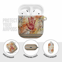 Native American Red Handprint AirPods Case Watercolor Paint Splash and Brave Horse Art - Wonder Print Shop