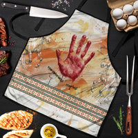 Native American Red Handprint Apron Watercolor Paint Splash and Brave Horse Art - Wonder Print Shop