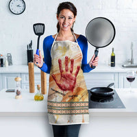 Native American Red Handprint Apron Watercolor Paint Splash and Brave Horse Art - Wonder Print Shop