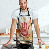 Native American Red Handprint Apron Watercolor Paint Splash and Brave Horse Art - Wonder Print Shop