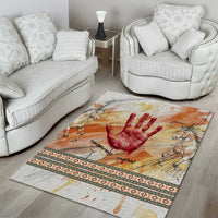 Native American Red Handprint Area Rug Watercolor Paint Splash and Brave Horse Art - Wonder Print Shop