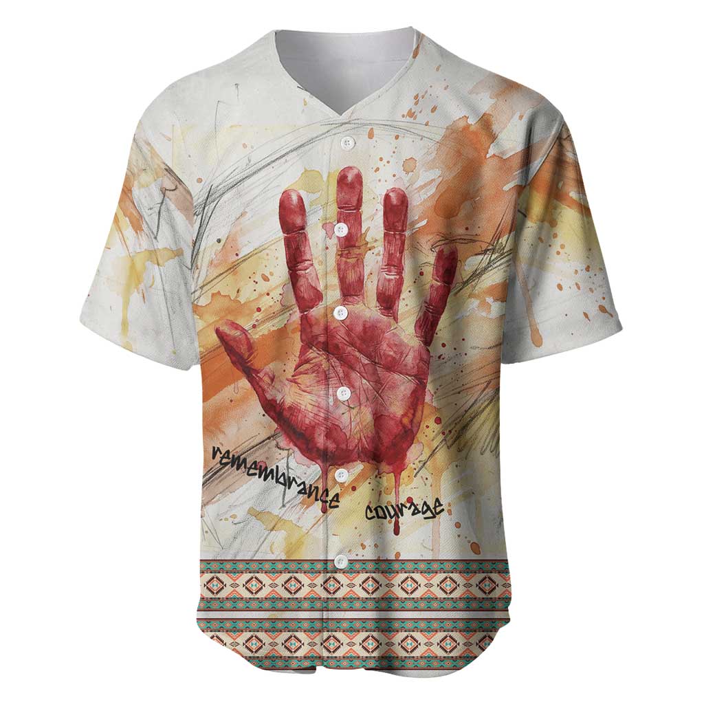 Native American Red Handprint Baseball Jersey Watercolor Paint Splash and Brave Horse Art - Wonder Print Shop