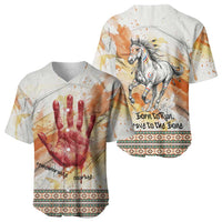 Native American Red Handprint Baseball Jersey Watercolor Paint Splash and Brave Horse Art - Wonder Print Shop