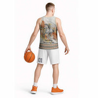 Native American Red Handprint Basketball Jersey Watercolor Paint Splash and Brave Horse Art - Wonder Print Shop