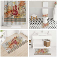 Native American Red Handprint Bathroom Set Watercolor Paint Splash and Brave Horse Art - Wonder Print Shop