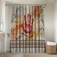 Native American Red Handprint Bathroom Set Watercolor Paint Splash and Brave Horse Art - Wonder Print Shop