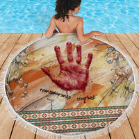 Native American Red Handprint Beach Blanket Watercolor Paint Splash and Brave Horse Art - Wonder Print Shop