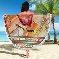 Native American Red Handprint Beach Blanket Watercolor Paint Splash and Brave Horse Art - Wonder Print Shop