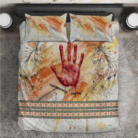 Native American Red Handprint Bedding Set Watercolor Paint Splash and Brave Horse Art - Wonder Print Shop