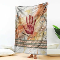 Native American Red Handprint Blanket Watercolor Paint Splash and Brave Horse Art - Wonder Print Shop