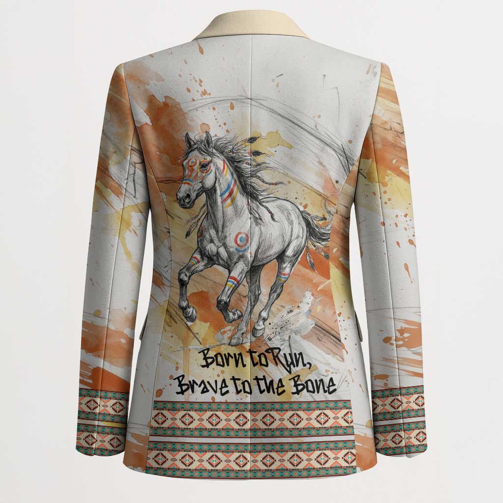 Native American Red Handprint Blazer Watercolor Paint Splash and Brave Horse Art - Wonder Print Shop