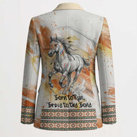 Native American Red Handprint Blazer Watercolor Paint Splash and Brave Horse Art - Wonder Print Shop