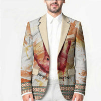 Native American Red Handprint Blazer Watercolor Paint Splash and Brave Horse Art - Wonder Print Shop