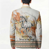 Native American Red Handprint Blazer Watercolor Paint Splash and Brave Horse Art - Wonder Print Shop