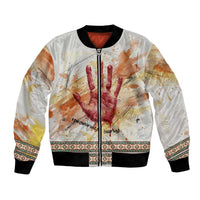 Native American Red Handprint Bomber Jacket Watercolor Paint Splash and Brave Horse Art - Wonder Print Shop