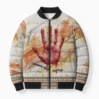 Native American Red Handprint Bomber Puffer Jacket Watercolor Paint Splash and Brave Horse Art - Wonder Print Shop