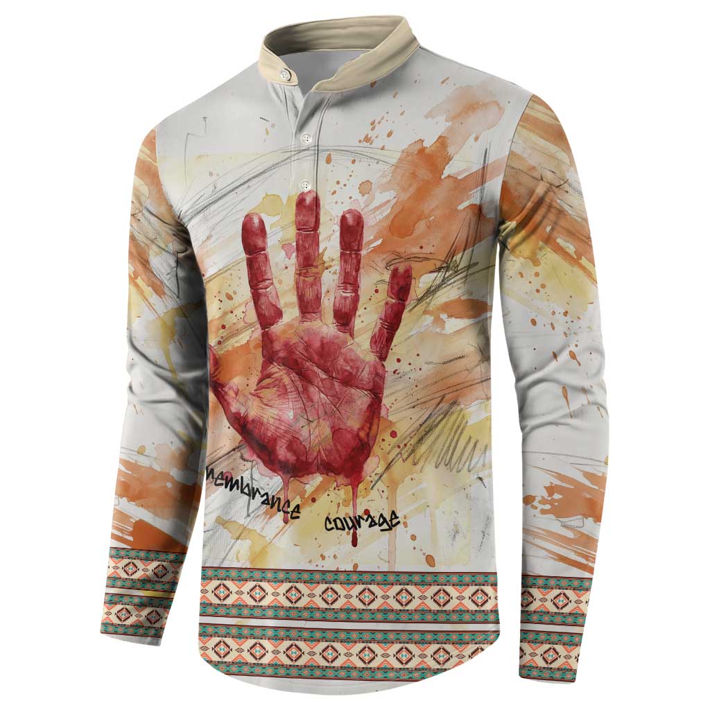 Native American Red Handprint Button Sweatshirt Watercolor Paint Splash and Brave Horse Art - Wonder Print Shop