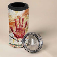 Native American Red Handprint 4 in 1 Can Cooler Tumbler Watercolor Paint Splash and Brave Horse Art - Wonder Print Shop