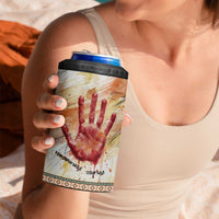 Native American Red Handprint 4 in 1 Can Cooler Tumbler Watercolor Paint Splash and Brave Horse Art - Wonder Print Shop