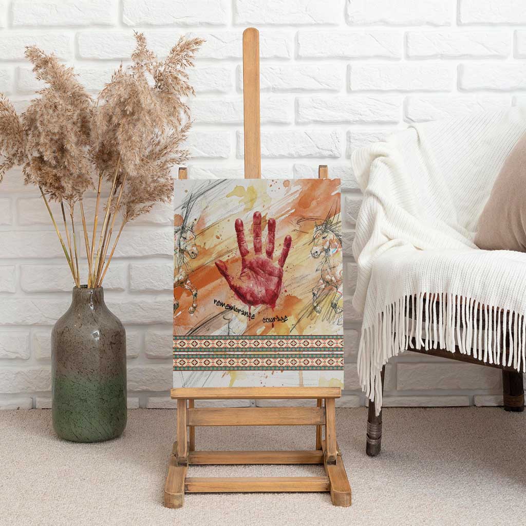 Native American Red Handprint Canvas Wall Art Watercolor Paint Splash and Brave Horse Art - Wonder Print Shop