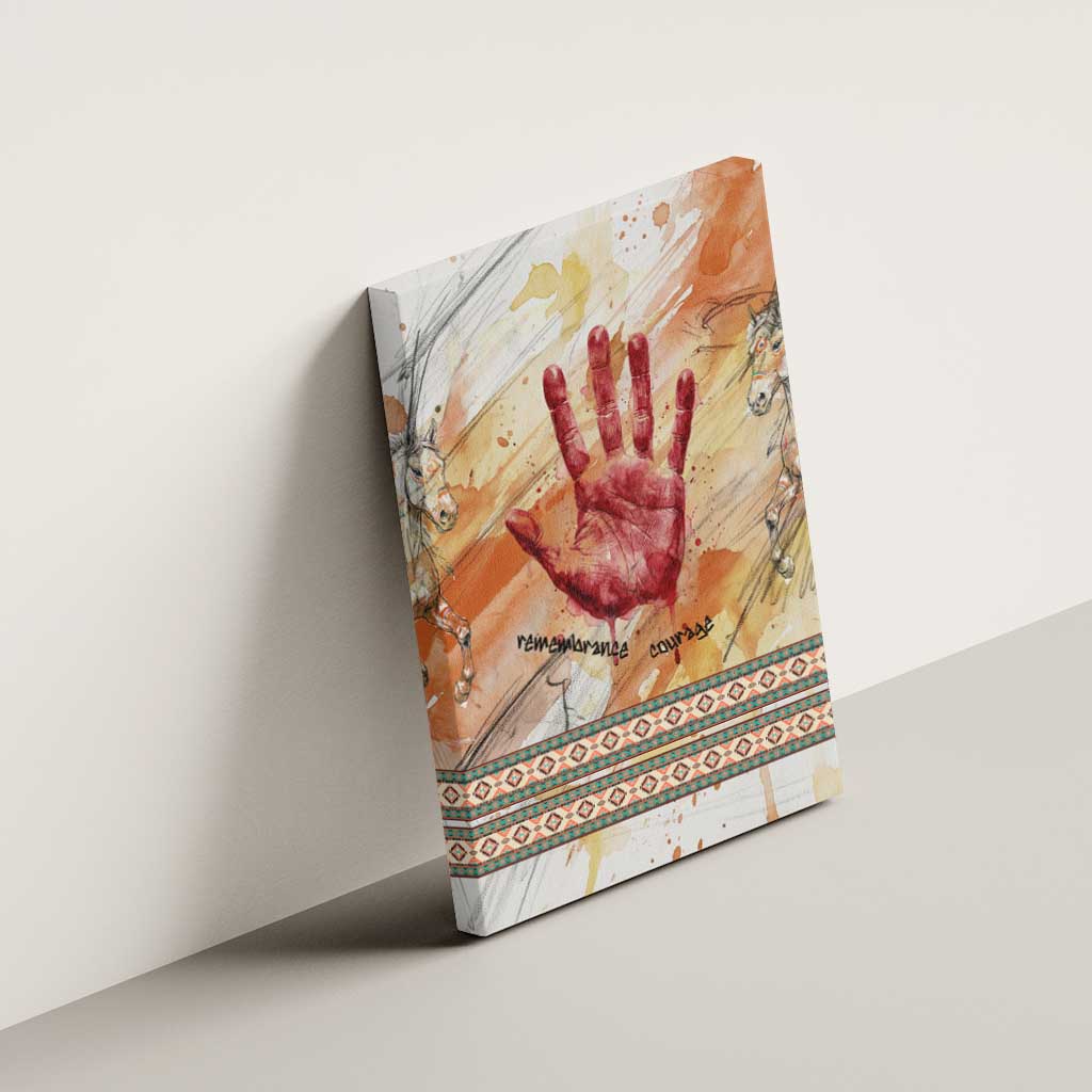 Native American Red Handprint Canvas Wall Art Watercolor Paint Splash and Brave Horse Art - Wonder Print Shop