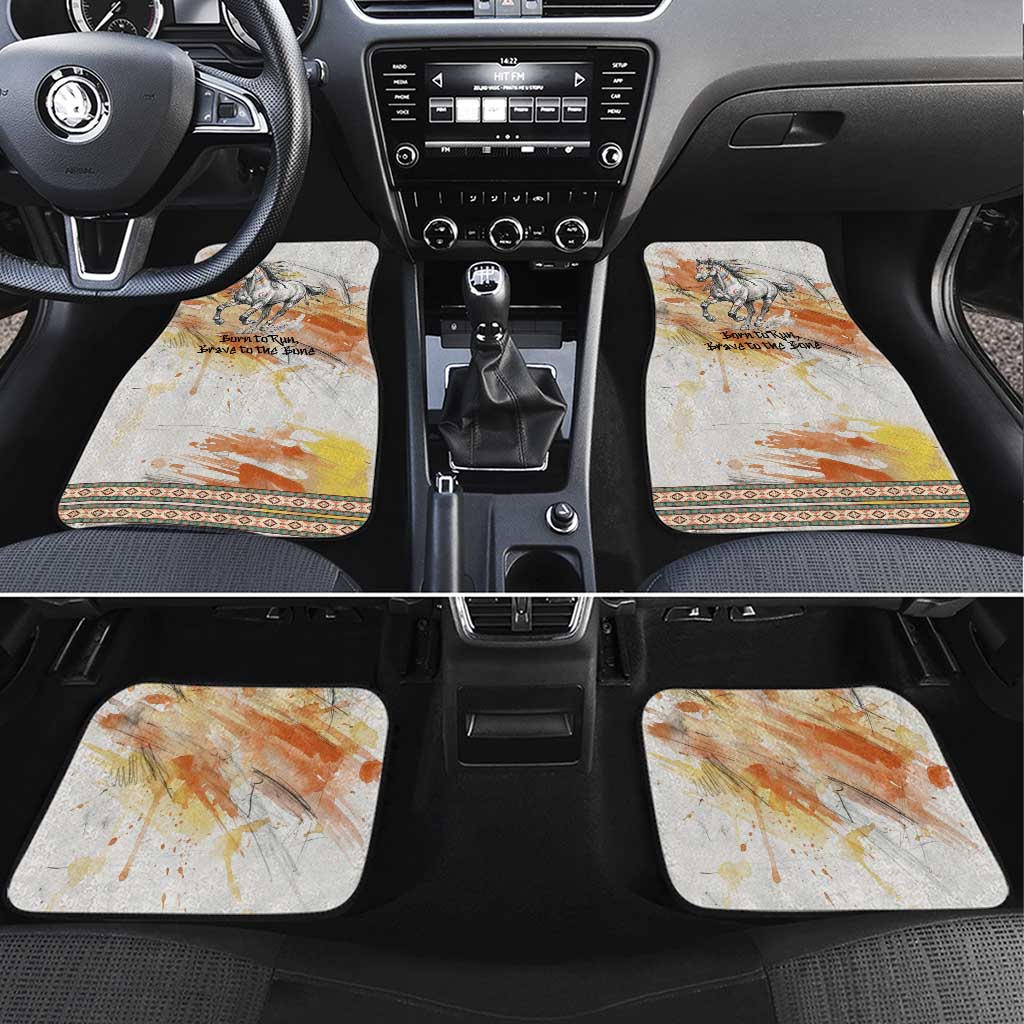 Native American Red Handprint Car Mats Watercolor Paint Splash and Brave Horse Art - Wonder Print Shop
