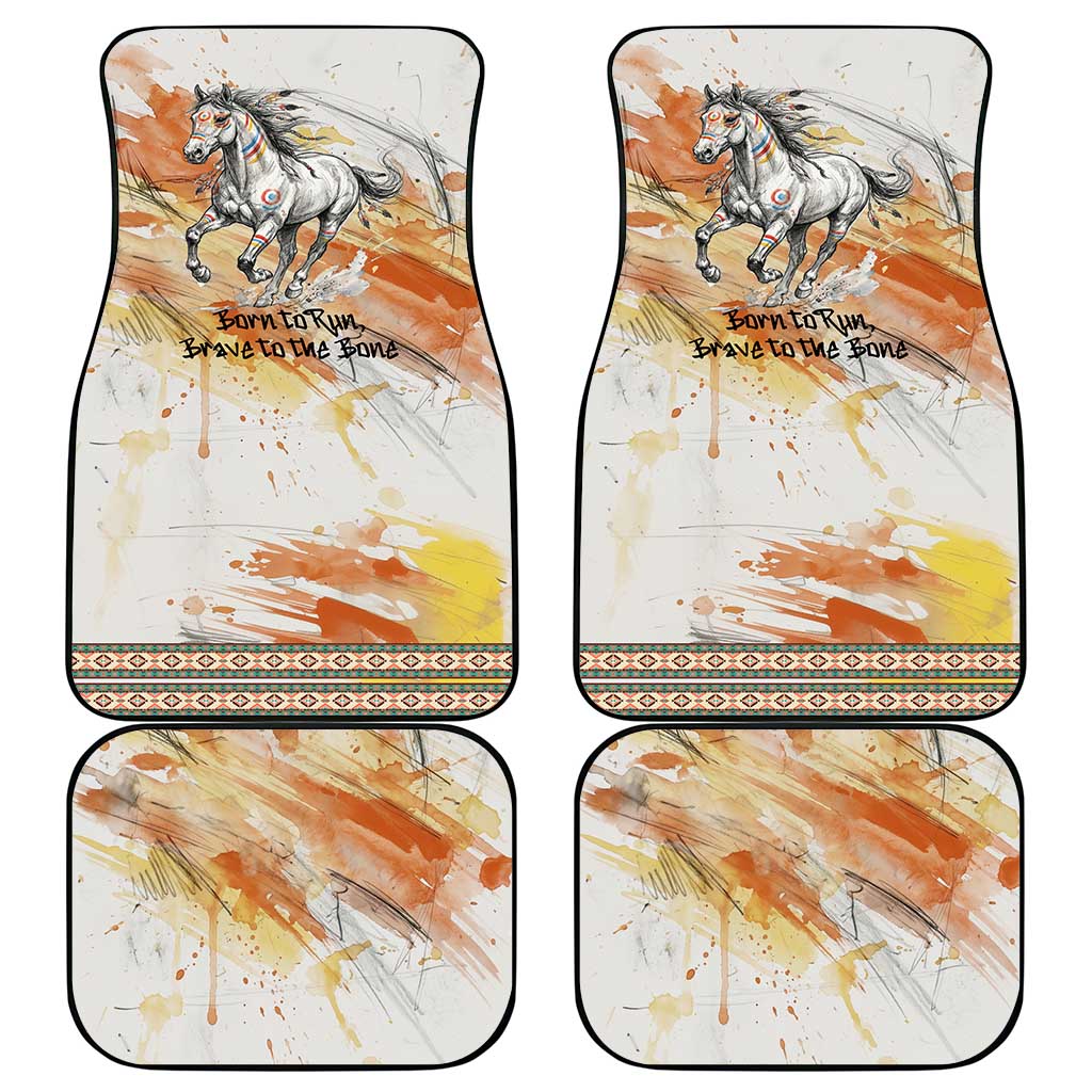 Native American Red Handprint Car Mats Watercolor Paint Splash and Brave Horse Art - Wonder Print Shop