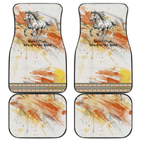 Native American Red Handprint Car Mats Watercolor Paint Splash and Brave Horse Art - Wonder Print Shop