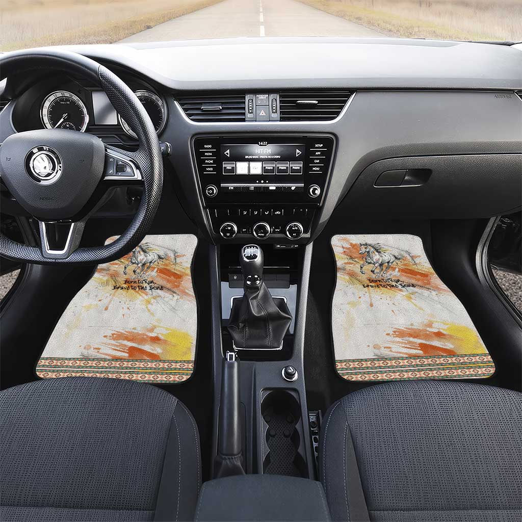 Native American Red Handprint Car Mats Watercolor Paint Splash and Brave Horse Art - Wonder Print Shop
