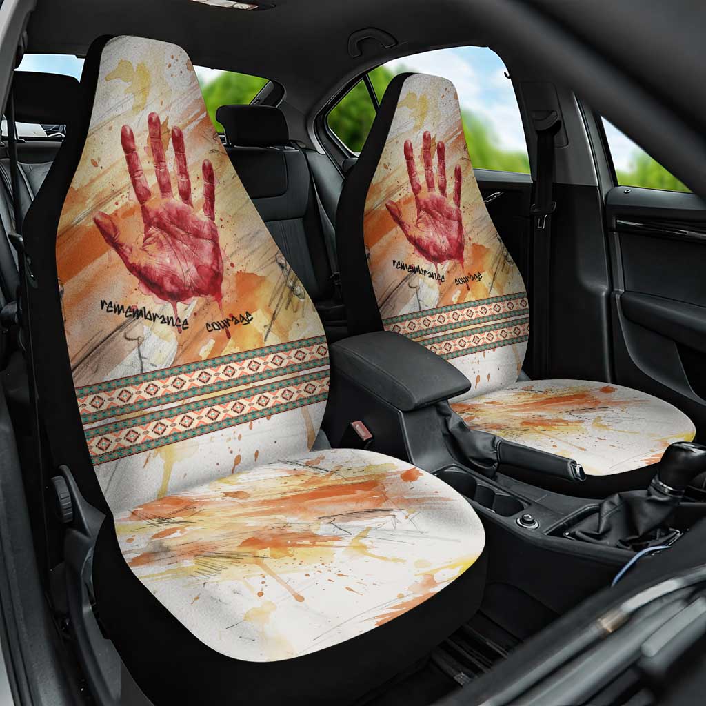 Native American Red Handprint Car Seat Cover Watercolor Paint Splash and Brave Horse Art - Wonder Print Shop
