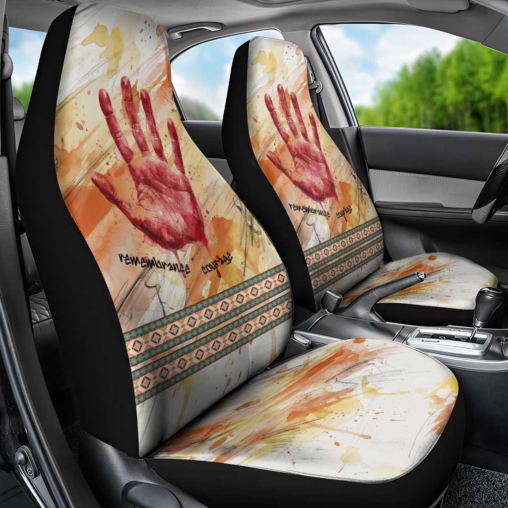 Native American Red Handprint Car Seat Cover Watercolor Paint Splash and Brave Horse Art - Wonder Print Shop