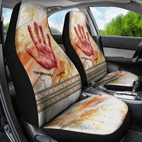 Native American Red Handprint Car Seat Cover Watercolor Paint Splash and Brave Horse Art - Wonder Print Shop
