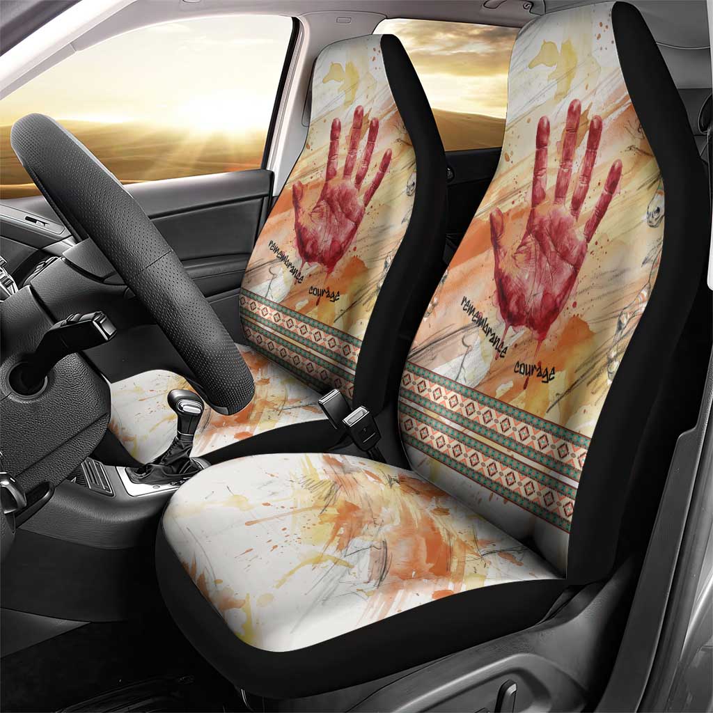 Native American Red Handprint Car Seat Cover Watercolor Paint Splash and Brave Horse Art - Wonder Print Shop