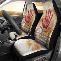 Native American Red Handprint Car Seat Cover Watercolor Paint Splash and Brave Horse Art - Wonder Print Shop