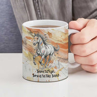 Native American Red Handprint Ceramic Mug Watercolor Paint Splash and Brave Horse Art - Wonder Print Shop