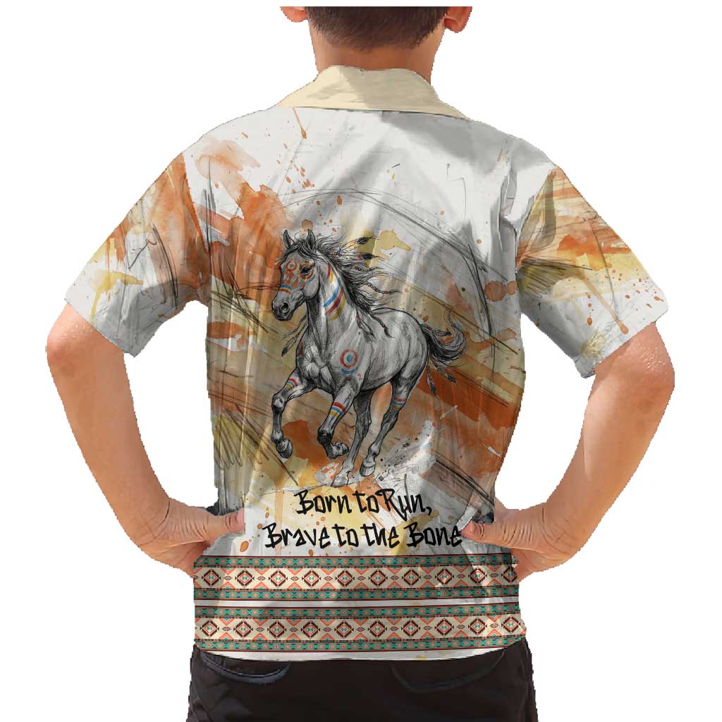 Native American Red Handprint Family Matching Mermaid Dress and Hawaiian Shirt Watercolor Paint Splash and Brave Horse Art - Wonder Print Shop