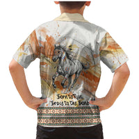 Native American Red Handprint Family Matching Mermaid Dress and Hawaiian Shirt Watercolor Paint Splash and Brave Horse Art - Wonder Print Shop