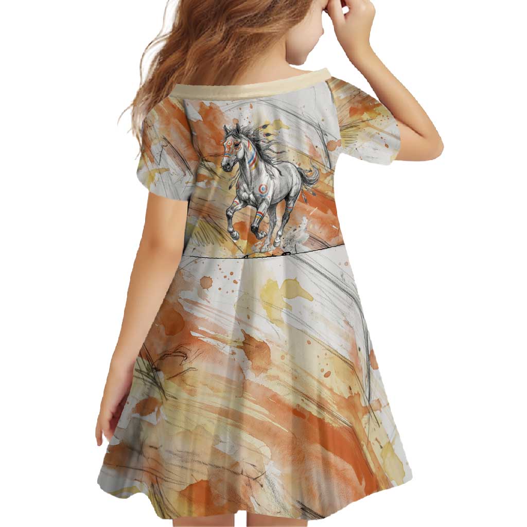 Native American Red Handprint Family Matching Mermaid Dress and Hawaiian Shirt Watercolor Paint Splash and Brave Horse Art - Wonder Print Shop