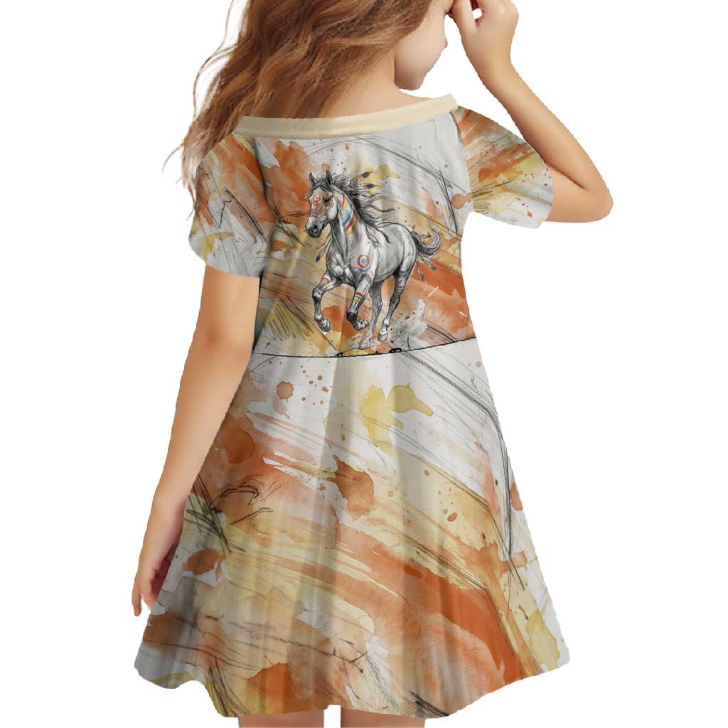 Native American Red Handprint Family Matching Off Shoulder Maxi Dress and Hawaiian Shirt Watercolor Paint Splash and Brave Horse Art - Wonder Print Shop