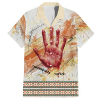 Native American Red Handprint Family Matching Off Shoulder Maxi Dress and Hawaiian Shirt Watercolor Paint Splash and Brave Horse Art - Wonder Print Shop