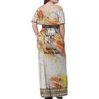 Native American Red Handprint Family Matching Off Shoulder Maxi Dress and Hawaiian Shirt Watercolor Paint Splash and Brave Horse Art - Wonder Print Shop