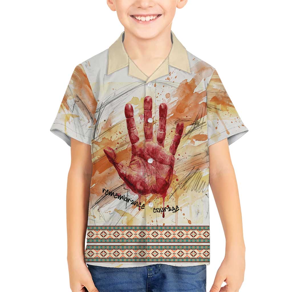 Native American Red Handprint Family Matching Off Shoulder Maxi Dress and Hawaiian Shirt Watercolor Paint Splash and Brave Horse Art - Wonder Print Shop